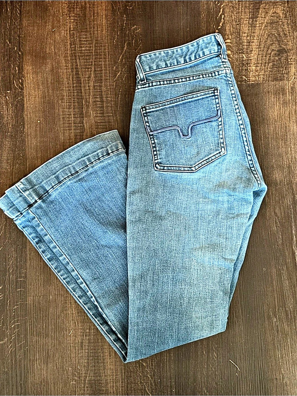 Kimes Ranch Flare Jeans Lola Blue Waist Size 2 (inseam measurement in photos)